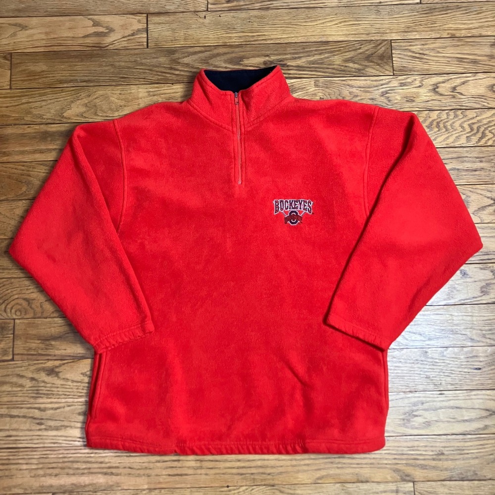 Ohio State Buckeyes Quarter Zip Fleece Pullover Red NCAA Mens